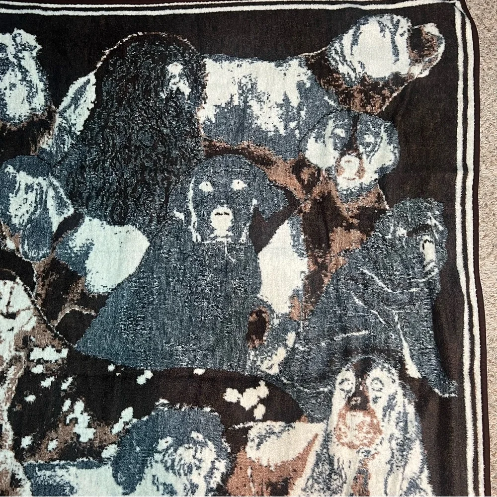 San Marcos Blanket Dog Breeds Large Brown & Tan Reversible Vintage Throw‎